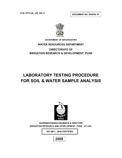 LABORATORY TESTING PROCEDURE FOR SOIL &amp; WATER SAMPLE ANALYSIS  WATER RESOURCES DEPARTMENT