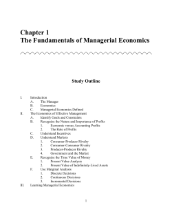 Chapter 1 The Fundamentals of Managerial Economics Study Outline