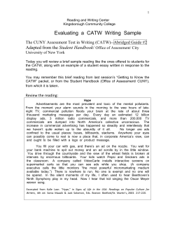 Evaluating  a  CATW  Writing  Sample Student Handbook