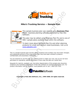 Mike's Trucking Service — Sample Plan