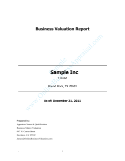 Sample www.OnlineBusinessAppraisal.com Sample Inc Business Valuation Report