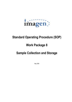 Standard Operating Procedure (SOP) Work Package 8 Sample Collection and Storage