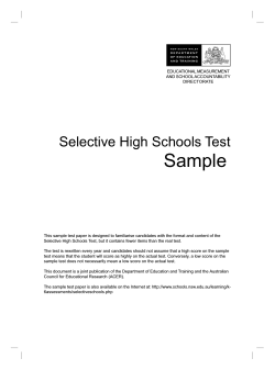 Sample Selective High Schools Test