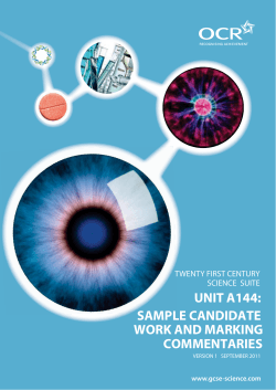 UNIT A144: SAMPLE CANDIDATE WORK AND MARKING COMMENTARIES