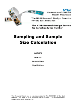 Sampling and Sample Size Calculation The NIHR Research Design Service