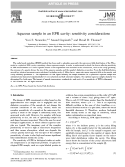 Aqueous sample in an EPR cavity: sensitivity considerations Yuri E. Nesmelov,