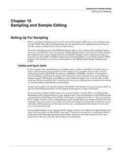 Chapter 15 Sampling and Sample Editing Setting Up For Sampling