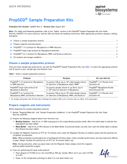 PrepSEQ Sample Preparation Kits ® QUICK REFERENCE