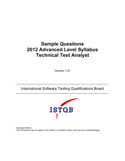 Sample Questions 2012 Advanced Level Syllabus Technical Test Analyst