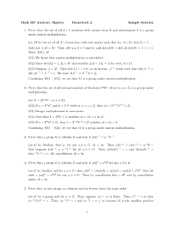 Math 307 Abstract Algebra Homework 2 Sample Solution