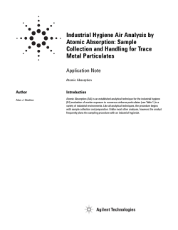 Industrial Hygiene Air Analysis by Atomic Absorption: Sample Metal Particulates