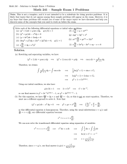 Math 241 – Sample Exam 1 Problems