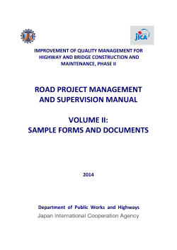 ROAD PROJECT MANAGEMENT AND SUPERVISION MANUAL  VOLUME II: