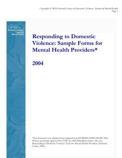 Responding to Domestic Violence: Sample Forms for Mental Health Providers*