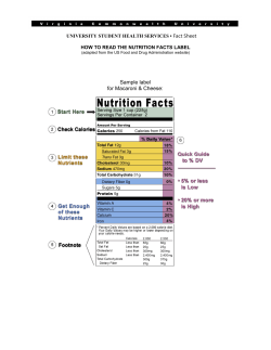 Fact Sheet  Sample label for Macaroni &amp; Cheese:
