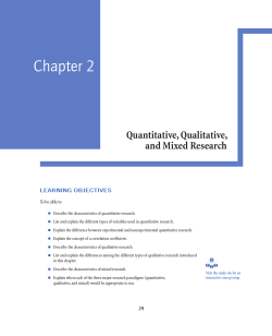 Chapter 2 Quantitative, Qualitative, and Mixed Research LEARNING OBJECTIVES