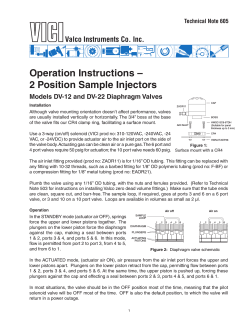 Operation Instructions – 2 Position Sample Injectors Valco Instruments Co. Inc.