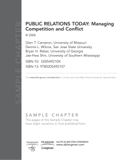 PUBLIC RELATIONS TODAY: Managing Competition and Conflict