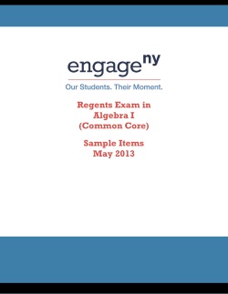 Regents Exam in Algebra I (Common Core) Sample Items