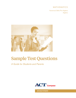 Sample Test Questions A Guide for Students and Parents mathematics Numerical skills/Pre-algebra