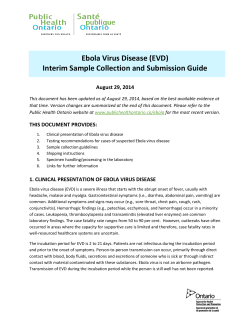 Ebola Virus Disease (EVD) Interim Sample Collection and Submission Guide
