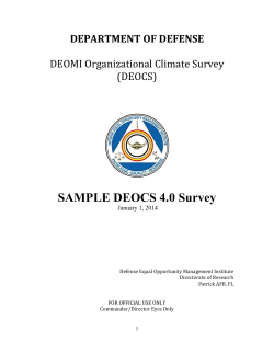 SAMPLE DEOCS 4.0 Survey DEPARTMENT OF DEFENSE  DEOMI Organizational Climate Survey