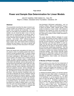 Power and Sample Size Determination for Linear Models