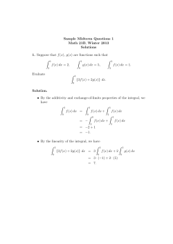 Sample Midterm Questions 1 Math 21B, Winter 2013 Solutions