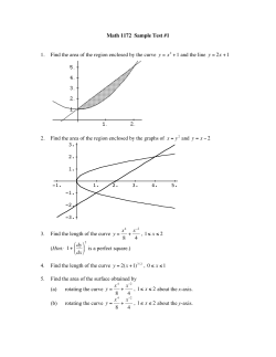 Math 1172  Sample Test #1  + 1 and the line