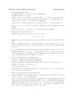 Math 307 Abstract Algebra Homework 3 Sample Solution