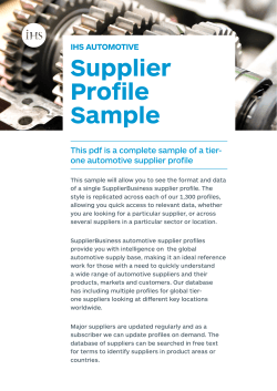Supplier Profile Sample IHS AUTOMOTIVE