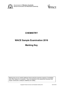 CHEMISTRY WACE Sample Examination 2016 Marking Key