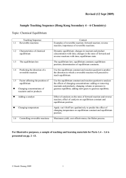 Revised (12 Sept 2009)  Topic: Chemical Equilibrium