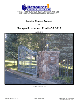 Sample Roads and Pool HOA 2013 Funding Reserve Analysis