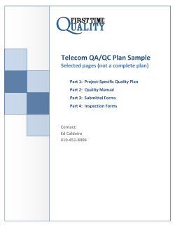 Telecom QA/QC Plan Sample Selected pages (not a complete plan)