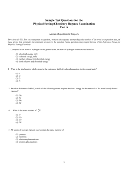 Sample Test Questions for the Physical Setting/Chemistry Regents Examination Part A