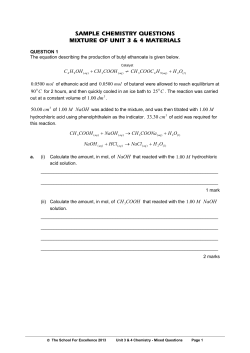 SAMPLE CHEMISTRY QUESTIONS MIXTURE OF UNIT 3 &amp; 4 MATERIALS COOH CH