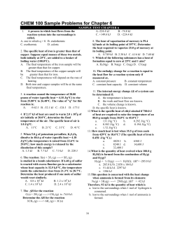 6 CHEM 100 Sample Problems for Chapter SAMPLE TEST CHAPTER 6