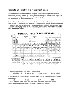 Sample Chemistry 115 Placement Exam