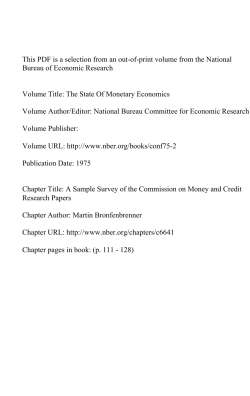 This PDF is a selection from an out-of-print volume from... Bureau of Economic Research Volume Title: The State Of Monetary Economics
