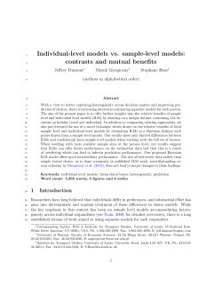 Individual-level models vs. sample-level models: contrasts and mutual benefits Jeffrey Dumont Marek Giergiczny
