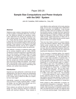 Paper 265-25 Sample Size Computations and Power Analysis with the SAS System