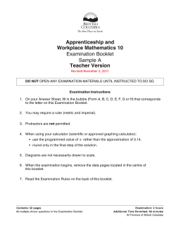 Apprenticeship and Workplace Mathematics 10 Teacher Version