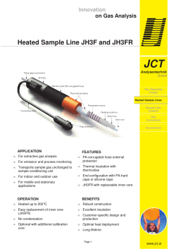 JCT Heated Sample Line JH3F and JH3FR Innovation