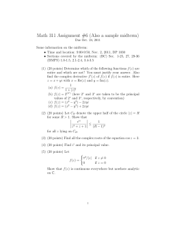 Math 311 Assignment #6 (Also a sample midterm)