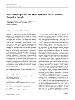 Reward Dysregulation and Mood Symptoms in an Adolescent Outpatient Sample