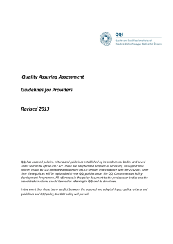 Quality Assuring Assessment  Guidelines for Providers Revised 2013