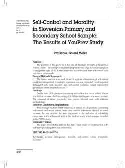 Self-Control and Morality in Slovenian Primary and Secondary School Sample: