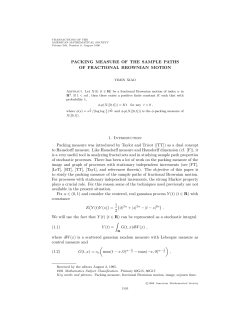 PACKING MEASURE OF THE SAMPLE PATHS OF FRACTIONAL BROWNIAN MOTION 1. Introduction