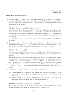 AwesomeMath January 2006 Sample Admission Test Solutions ×